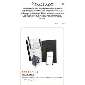 Rocketbook Flip Smart Reusable Notepad, 8.5x11, Black